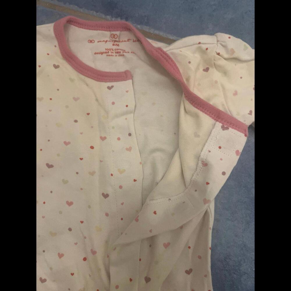 Magnificent Baby magnetic closure heart one piece nighty  6 month